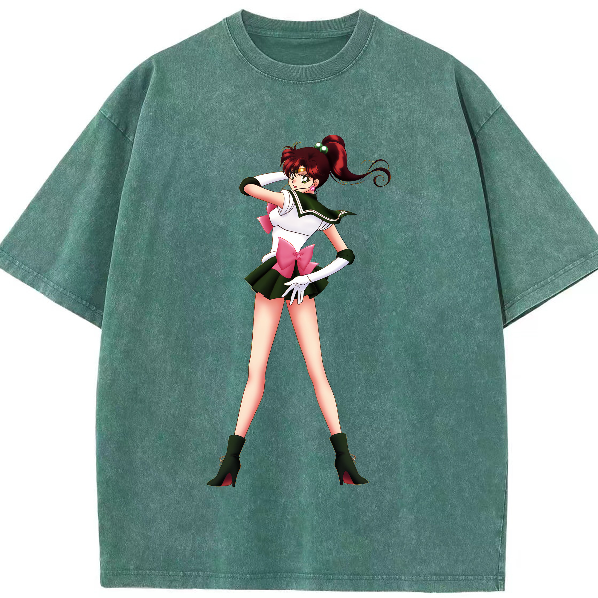 （画像用） 美少女戦士セーラームーン 木野 まこと きの まこと Sailor Moon Kino Makoto （セーラージュピター；Sailor Jupiter） 綿100% ヴィンテージ風 半袖Tシャツ（フロントプリント）